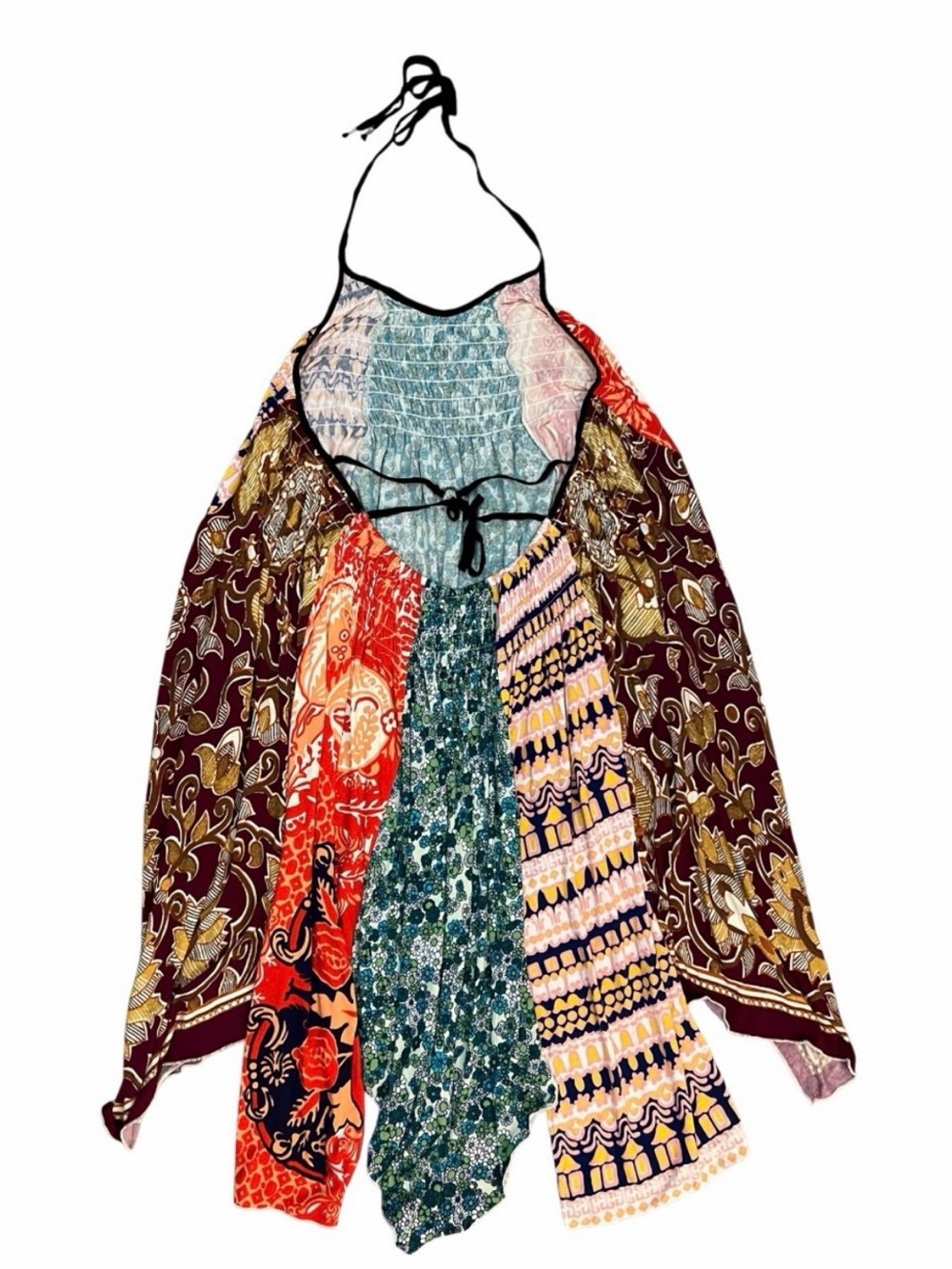 Free People Can’t Tie Me Down Patchwork Halter Top Bohemian Festival Size M - Picture 2 of 5